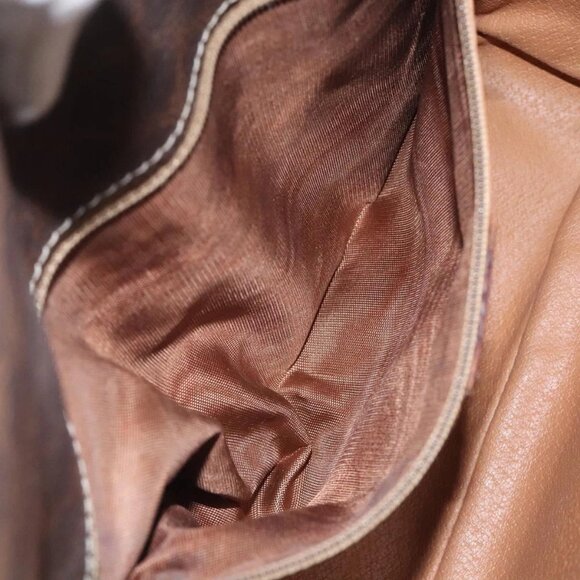 CELINE Macadam Canvas Shoulder Bag PVC Leather Brown Gold Auth 119072 - Picture 13 of 16